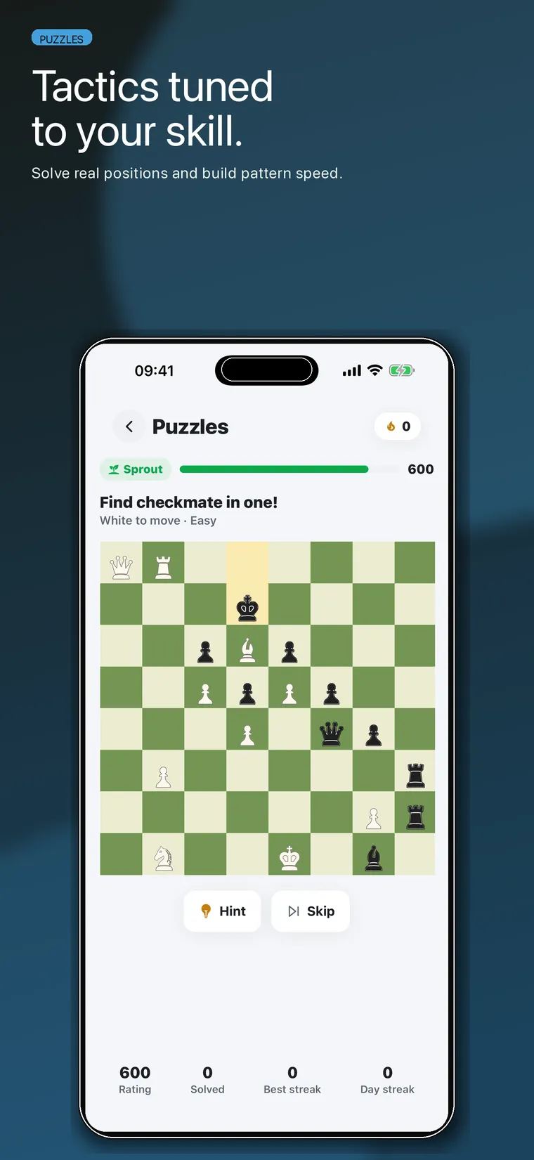 Daily tactics puzzles in Eloqi