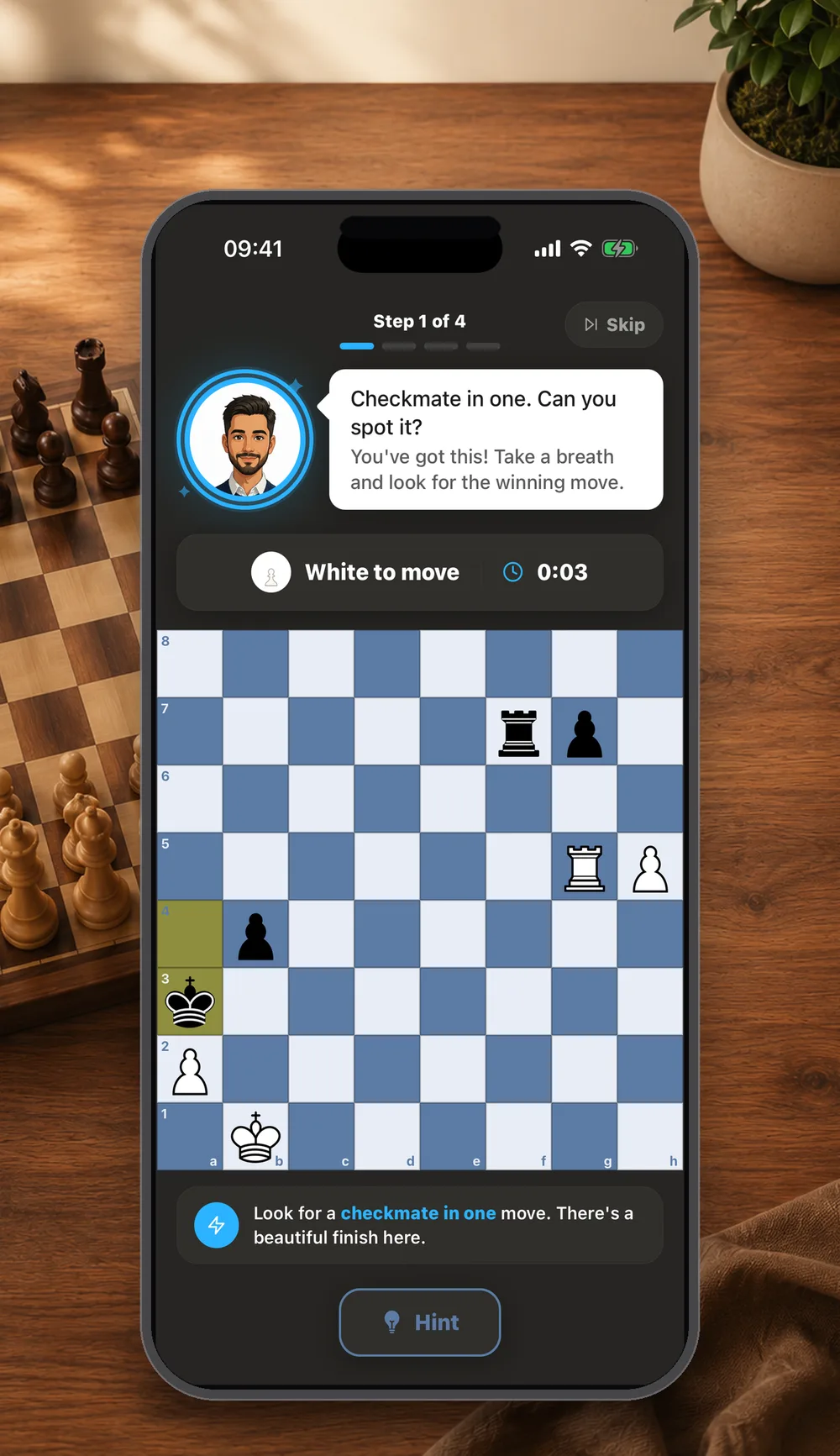 A guided Eloqi puzzle with coach commentary